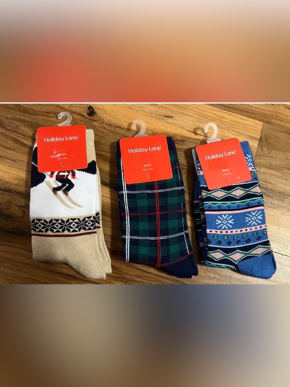 Holiday Lane Women’s Socks  3 Pair Plaid/Ski/Blue &Pink Multicolored Shoe 5-9